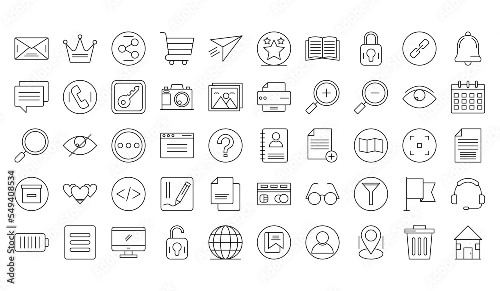 Wall mural User Interface 50 Line Icons