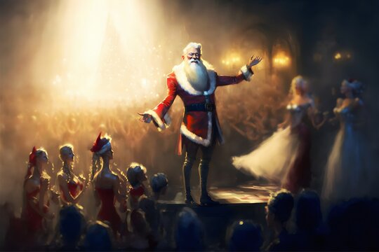 A grand ceremony to celebrate the upcoming winter season 2022 and Christmas eve by Santa Claus. The event takes place in the Santas Palace. Digital painting