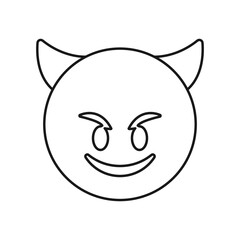 Smiling face with horns emoji icon. Monster emoticon symbol modern, simple, vector, icon for website design, mobile app, ui. Vector Illustration