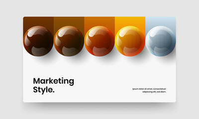 Trendy corporate identity design vector concept. Minimalistic 3D spheres brochure template.