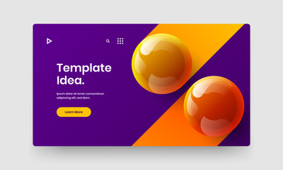 Multicolored realistic balls brochure illustration. Bright website screen design vector layout.