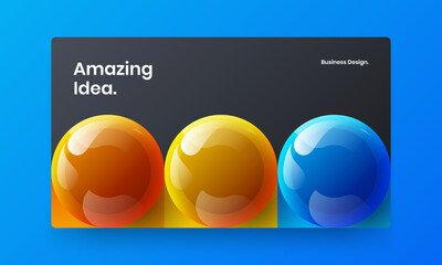 Unique realistic balls website concept. Simple corporate brochure design vector template.