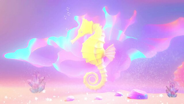 Abstract Seahorse 3d illustration, Animation