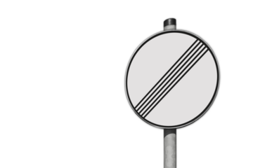 Verkehrsschild, Ende, Geschwindigkeitsbeschränkungen und Überholverbote, freigestellt