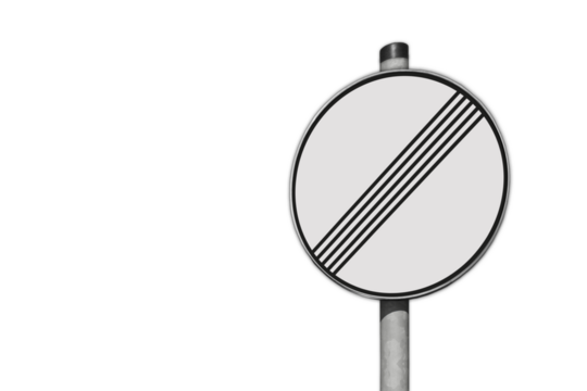 Verkehrsschild, Ende, Geschwindigkeitsbeschränkungen und Überholverbote, freigestellt