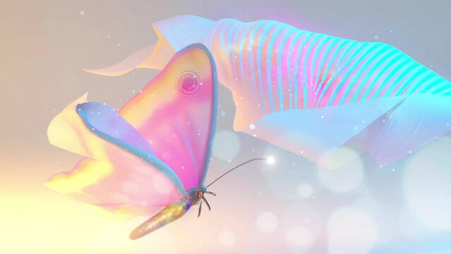 Butterfly coming out of the chrysalis digital painting illustration, Meditation Animation