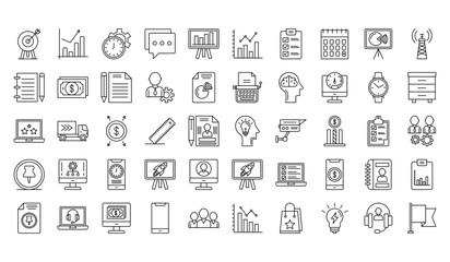 Business cooperation icons set. Outline set of business cooperation vector icons for web design isolated on white background