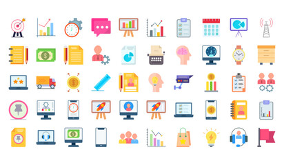 Business cooperation icons set. Flat set of business cooperation vector icons for web design isolated on white background
