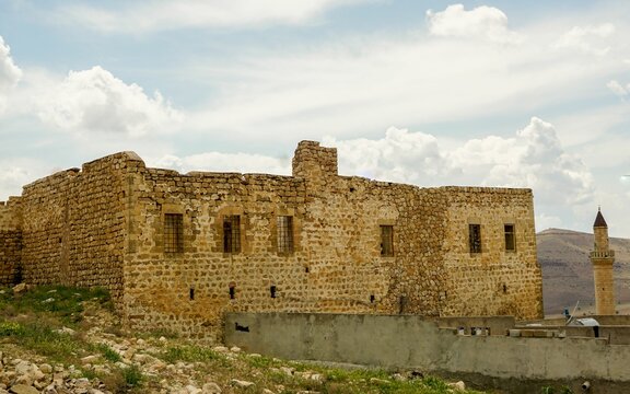 View of the exteriors of the ruins of an old church in Derik Mardin, Turkey