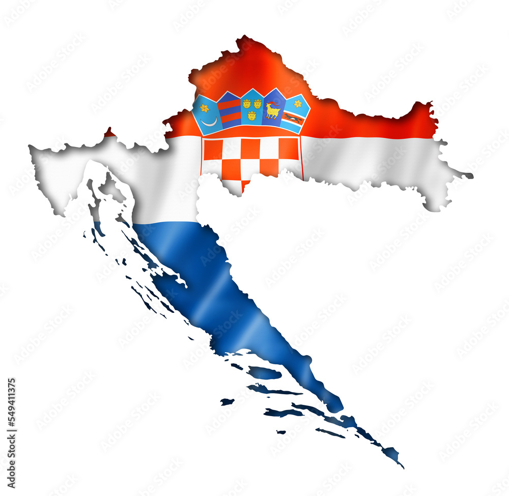 Wall mural Croatian flag map