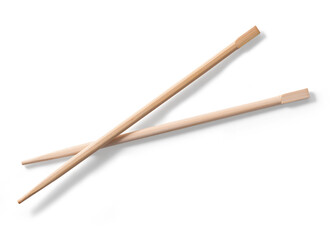 Wooden chopsticks isolated from the background