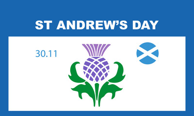 St. Andrew's day - National holiday in Scotland. Template for invitation, poster, flyer, banner, flag of Scotland. Vector illustration