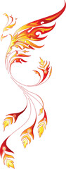 Fiery Phoenix side view vector illustration, ideal for tattoo 