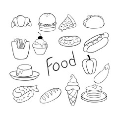 food icon handrawn set