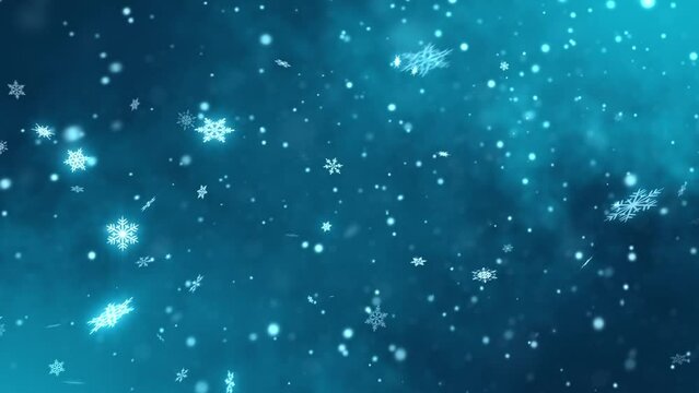 Christmas snowfall.
Glittering snowflakes. Festive Christmas background. new year. 3D animation. Quick Time, h264, 16-bit color, highest quality. Smooth gradation of color, without banding effect.