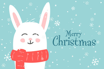 New Year's card tag for congratulations add to the package with a signature from the donor with a rabbit hare