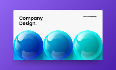 Simple 3D balls website illustration. Colorful corporate identity design vector template.
