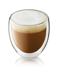 cappuccino in glass isolated on white background