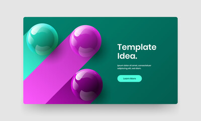 Unique company cover design vector concept. Bright 3D balls landing page template.