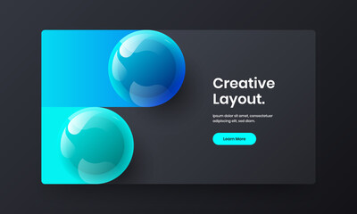 Bright 3D spheres catalog cover concept. Colorful website screen design vector illustration.