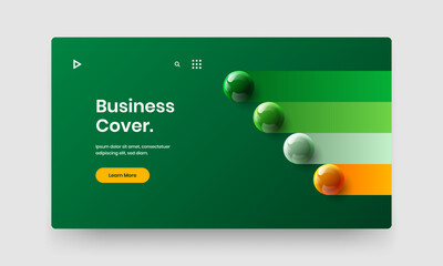 Unique company brochure vector design concept. Clean realistic spheres booklet template.