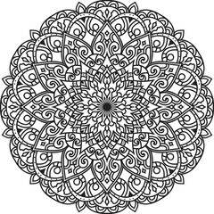 Adult coloring page Mandala.Antistress Coloring Page Mandala.Hand drawn illustration vector