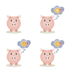 Piggy bank thinking of money