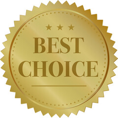 shiny gold colored BEST CHOICE quality seal isolated on white, vector illustration