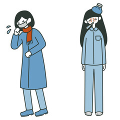 風邪をひいている女性