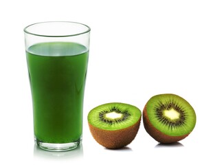 Fototapeta na wymiar Kiwi fruit juice isolated on white background