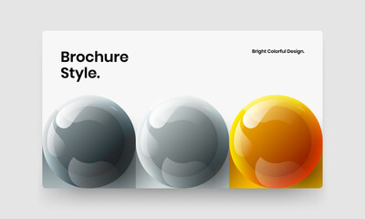 Minimalistic magazine cover vector design illustration. Trendy 3D balls leaflet template.