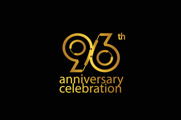 96 year anniversary celebration abstract style logotype. anniversary with gold color isolated on black background, vector design for celebration vector