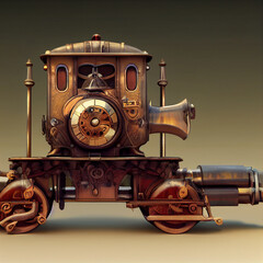 Fototapeta na wymiar Mechanical train full body. Steampunk style animal. 3d illustration