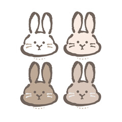 うさぎ　4点　アイコン　イラスト　セット