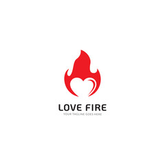 Fire love Logo designs concept, Heart Fire logo symbol icon