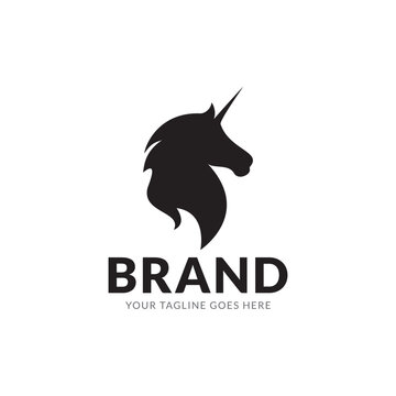 Unicorn logo design template. Vector illustration.