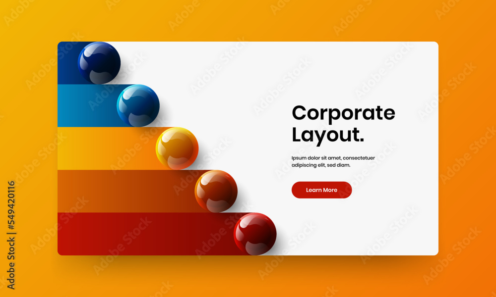 Wall mural fresh 3d balls leaflet layout. unique booklet vector design concept.