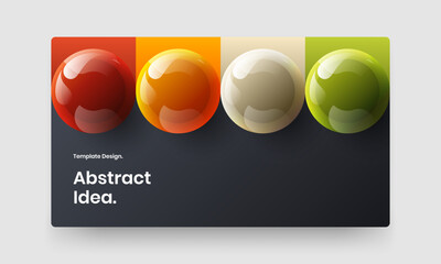 Bright website screen design vector layout. Clean 3D spheres flyer template.