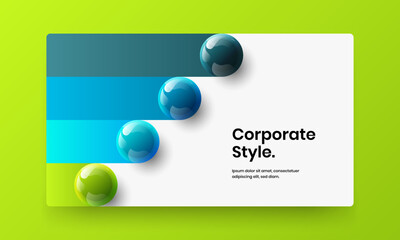 Clean realistic balls brochure illustration. Multicolored site vector design template.