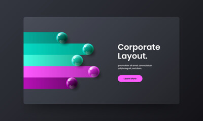 Geometric website vector design concept. Colorful 3D balls journal cover layout.