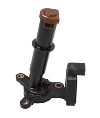 Electronic oil level sensor in the engine on a white isolated background. Spare part catalog