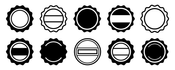 Set of vintage black seal stamps vector icons. Circle stamp. Vector 10 Eps.