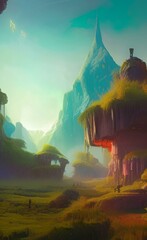 Obraz premium A beautiful fantasy landscape. Wallpaper. Colorful view. 