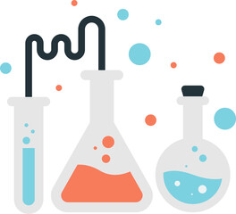 chemical experiments and test tubes illustration in minimal style