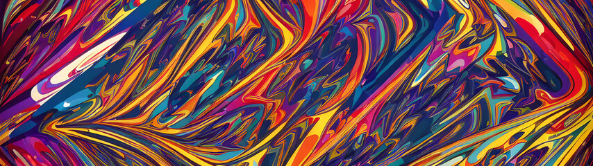 Abstract colorful painting in random shapes and lines.
