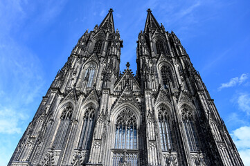 Fototapeta na wymiar Cologne Cathedral, Germany. Catholic Cathedral of Saint Peter in Köln is Germanay's most visited landmark. Second tallest church in Europe. 
