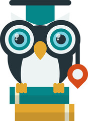 Fototapeta premium owl and book illustration in minimal style