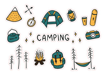 Sticker Pack Сamping, hiking kit, tent