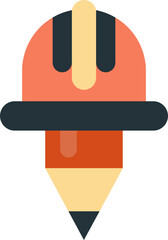 construction hat and pencil illustration in minimal style
