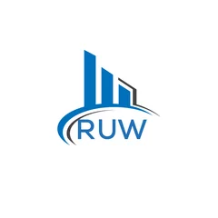 Fotobehang RUW letter logo. RUW blue image. RUW Monogram logo design for entrepreneur and business. RUW best icon.   © image